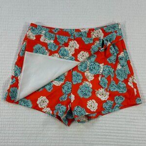 Tea & Cup Los Angeles Orange Blue Floral Skort Shorts Size M